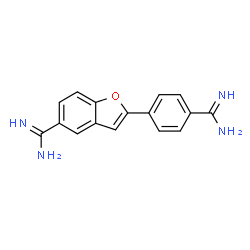 ChemSpider 2D Image | 2-(4-Carbamimidoylphenyl)-1-benzofuran-5-carboximidamide | C16H14N4O