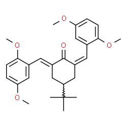 ChemSpider 2D Image | (2Z,6E)-2,6-Bis(2,5-dimethoxybenzylidene)-4-(2-methyl-2-propanyl)cyclohexanone | C28H34O5