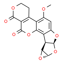 ChemSpider 2D Image | (7aS,8aS,9bR)-5-Methoxy-3,4,7a,8a,9a,9b-hexahydro-1H,11H-oxireno[4',5']furo[3',2':4,5]furo[2,3-h]pyrano[3,4-c]chromene-1,11-dione | C17H12O8