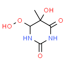 ChemSpider 2D Image | 6-Hydroperoxy-5-hydroxy-5-methyldihydro-2,4(1H,3H)-pyrimidinedione | C5H8N2O5