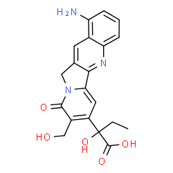 ChemSpider 2D Image | 2-[1-Amino-8-(hydroxymethyl)-9-oxo-9,11-dihydroindolizino[1,2-b]quinolin-7-yl]-2-hydroxybutanoic acid | C20H19N3O5