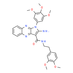 ChemSpider 2D Image | 2-Amino-N-[2-(3,4-dimethoxyphenyl)ethyl]-1-(3,4,5-trimethoxyphenyl)-1H-pyrrolo[2,3-b]quinoxaline-3-carboxamide | C30H31N5O6