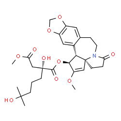 ChemSpider 2D Image | (4alpha)-O~3~-[(2R)-2,6-Dihydroxy-2-(2-methoxy-2-oxoethyl)-6-methylheptanoyl]-8-oxocephalotaxine | C29H37NO10
