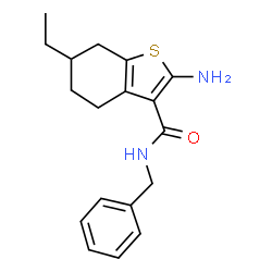 ChemSpider 2D Image | 2-Amino-N-benzyl-6-ethyl-4,5,6,7-tetrahydro-1-benzothiophene-3-carboxamide | C18H22N2OS