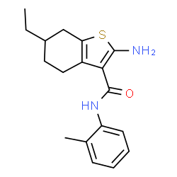 ChemSpider 2D Image | 2-Amino-6-ethyl-4,5,6,7-tetrahydro-N-(2-methylphenyl)benzo[b]thiophene-3-carboxamide | C18H22N2OS