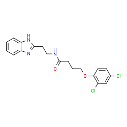 ChemSpider 2D Image | N-[2-(1H-Benzimidazol-2-yl)ethyl]-4-(2,4-dichlorophenoxy)butanamide | C19H19Cl2N3O2