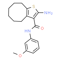 ChemSpider 2D Image | 2-amino-N-(3-methoxyphenyl)-4H,5H,6H,7H,8H,9H-cycloocta[b]thiophene-3-carboxamide | C18H22N2O2S