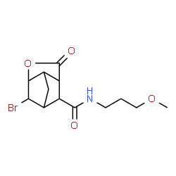 ChemSpider 2D Image | 2-Bromo-N-(3-methoxypropyl)-5-oxo-4-oxatricyclo[4.2.1.0~3,7~]nonane-9-carboxamide | C13H18BrNO4