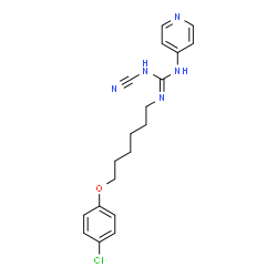ChemSpider 2D Image | 2-[6-(4-Chlorophenoxy)hexyl]-1-cyano-3-(4-pyridinyl)guanidine | C19H22ClN5O