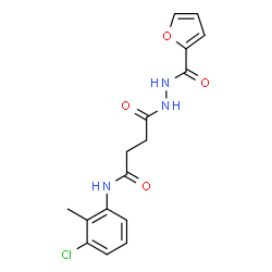 ChemSpider 2D Image | N-(3-Chloro-2-methylphenyl)-4-[2-(2-furoyl)hydrazino]-4-oxobutanamide | C16H16ClN3O4