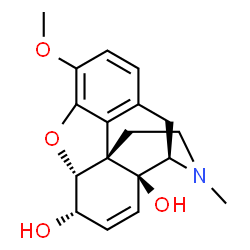 ChemSpider 2D Image | (5alpha,6alpha)-3-Methoxy-17-methyl-7,8-didehydro-4,5-epoxymorphinan-6,14-diol | C18H21NO4