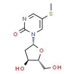 ChemSpider 2D Image | 1-(2-Deoxy-beta-D-erythro-pentofuranosyl)-5-(methylsulfanyl)-2(1H)-pyrimidinone | C10H14N2O4S