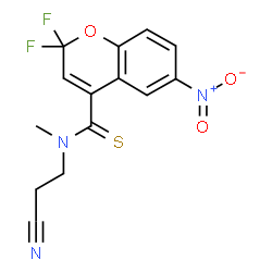 ChemSpider 2D Image | N-(2-Cyanoethyl)-2,2-difluoro-N-methyl-6-nitro-2H-chromene-4-carbothioamide | C14H11F2N3O3S