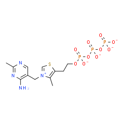 ChemSpider 2D Image | Thiazolium, 3-[(4-amino-2-methyl-5-pyrimidinyl)methyl]-5-[2-[[hydroxy[[hydroxy(phosphonooxy)phosphinyl]oxy]phosphinyl]oxy]ethyl]-4-methyl-, inner salt, ion(3-) | C12H16N4O10P3S