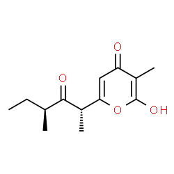 ChemSpider 2D Image | 2-Hydroxy-3-methyl-6-[(2S,4S)-4-methyl-3-oxo-2-hexanyl]-4H-pyran-4-one | C13H18O4