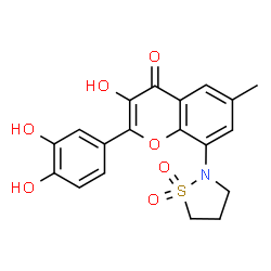 ChemSpider 2D Image | 2-(3,4-DIHYDROXYPHENYL)-8-(1,1-DIOXIDOISOTHIAZOLIDIN-2-YL)-3-HYDROXY-6-METHYL-4H-CHROMEN-4-ONE | C19H17NO7S