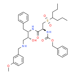 ChemSpider 2D Image | Benzyl [(2S)-3-(4-heptanylsulfonyl)-1-({(2S,3R)-3-hydroxy-4-[(3-methoxybenzyl)amino]-1-phenyl-2-butanyl}amino)-1-oxo-2-propanyl]carbamate | C36H49N3O7S
