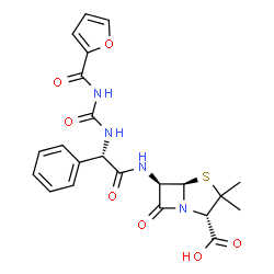 ChemSpider 2D Image | (2S,5R,6R)-6-({(2S)-2-[(2-Furoylcarbamoyl)amino]-2-phenylacetyl}amino)-3,3-dimethyl-7-oxo-4-thia-1-azabicyclo[3.2.0]heptane-2-carboxylic acid | C22H22N4O7S