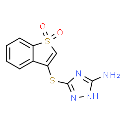 ChemSpider 2D Image | 4H-1,2,4-triazol-3-amine, 5-[(1,1-dioxidobenzo[b]thien-3-yl)thio]- | C10H8N4O2S2