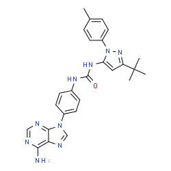ChemSpider 2D Image | 1-[4-(6-Amino-9h-Purin-9-Yl)phenyl]-3-[3-Tert-Butyl-1-(4-Methylphenyl)-1h-Pyrazol-5-Yl]urea | C26H27N9O