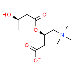 ChemSpider 2D Image | (3R)-3-{[(3R)-3-Hydroxybutanoyl]oxy}-4-(trimethylammonio)butanoate | C11H21NO5