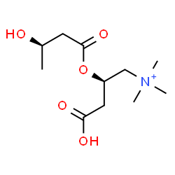 ChemSpider 2D Image | (2R)-3-Carboxy-2-{[(3R)-3-hydroxybutanoyl]oxy}-N,N,N-trimethyl-1-propanaminium | C11H22NO5