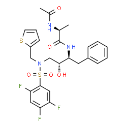 ChemSpider 2D Image | N~2~-Acetyl-N-[(1s,2r)-1-Benzyl-2-Hydroxy-3-{(2-Thienylmethyl)[(2,4,5-Trifluorophenyl)sulfonyl]amino}propyl]-L-Alaninamide | C26H28F3N3O5S2