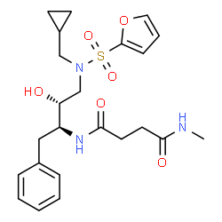 ChemSpider 2D Image | N-{(1S,2R)-1-BENZYL-3-[(CYCLOPROPYLMETHYL)(2-FURYLSULFONYL)AMINO]-2-HYDROXYPROPYL}-N'-METHYLSUCCINAMIDE | C23H31N3O6S