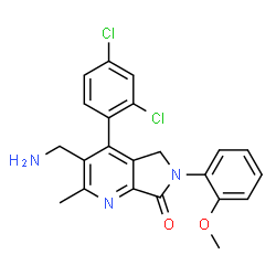 ChemSpider 2D Image | 3-(Aminomethyl)-4-(2,4-dichlorophenyl)-6-(2-methoxyphenyl)-2-methyl-5,6-dihydro-7H-pyrrolo[3,4-b]pyridin-7-one | C22H19Cl2N3O2