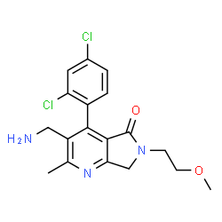 ChemSpider 2D Image | 3-(Aminomethyl)-4-(2,4-dichlorophenyl)-6-(2-methoxyethyl)-2-methyl-6,7-dihydro-5H-pyrrolo[3,4-b]pyridin-5-one | C18H19Cl2N3O2
