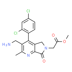 ChemSpider 2D Image | Methyl [3-(aminomethyl)-4-(2,4-dichlorophenyl)-2-methyl-7-oxo-5,7-dihydro-6H-pyrrolo[3,4-b]pyridin-6-yl]acetate | C18H17Cl2N3O3