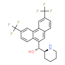 ChemSpider 2D Image | (R)-[3,6-Bis(trifluoromethyl)-9-phenanthryl][(2S)-2-piperidinyl]methanol | C22H19F6NO