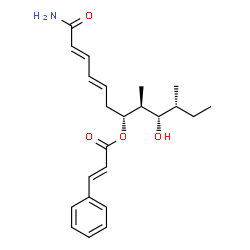 ChemSpider 2D Image | (3R,4S,5S,6R,8E,10E)-12-Amino-4-hydroxy-3,5-dimethyl-12-oxo-8,10-dodecadien-6-yl (2E)-3-phenylacrylate | C23H31NO4