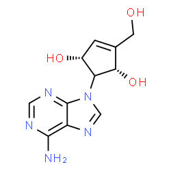 ChemSpider 2D Image | (1R,3S)-2-(6-Amino-9H-purin-9-yl)-4-(hydroxymethyl)-4-cyclopentene-1,3-diol | C11H13N5O3