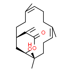 ChemSpider 2D Image | (1R,12R,13R)-12-Hydroxy-4,8,12-trimethyl-16-methylene-14-oxabicyclo[11.3.1]heptadeca-4,8-dien-15-one | C20H30O3