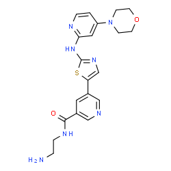 ChemSpider 2D Image | N-(2-Aminoethyl)-5-(2-{[4-(4-morpholinyl)-2-pyridinyl]amino}-1,3-thiazol-5-yl)nicotinamide | C20H23N7O2S
