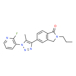 ChemSpider 2D Image | 5-[1-(2-Fluoro-3-pyridinyl)-5-methyl-1H-1,2,3-triazol-4-yl]-2-propyl-1-isoindolinone | C19H18FN5O