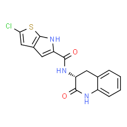 ChemSpider 2D Image | 2-Chloro-N-[(3R)-2-oxo-1,2,3,4-tetrahydro-3-quinolinyl]-6H-thieno[2,3-b]pyrrole-5-carboxamide | C16H12ClN3O2S