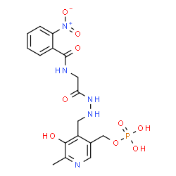 ChemSpider 2D Image | (5-hydroxy-6-methyl-4-((2-(2-(2-nitrobenzamido)acetyl)hydrazinyl)methyl)pyridin-3-yl)methyl dihydrogen phosphate | C17H20N5O9P