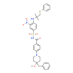 ChemSpider 2D Image | 4-(4-benzyl-4-methoxypiperidin-1-yl)-N-[(4-{[1,1-dimethyl-2-(phenylthio)ethyl]amino}-3-nitrophenyl)sulfonyl]benzamide | C36H40N4O6S2