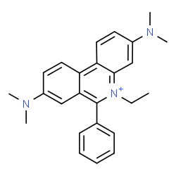 ChemSpider 2D Image | 3,8-Bis(dimethylamino)-5-ethyl-6-phenylphenanthridinium | C25H28N3