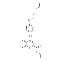 ChemSpider 2D Image | Ethyl 4-({4-[(pentyloxy)carbonyl]phenyl}amino)-2-quinazolinecarboxylate | C23H25N3O4