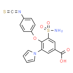ChemSpider 2D Image | 4-(4-Isothiocyanatophenoxy)-3-(1H-pyrrol-1-yl)-5-sulfamoylbenzoic acid | C18H13N3O5S2