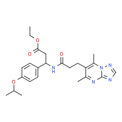 ChemSpider 2D Image | Ethyl 3-{[3-(5,7-dimethyl[1,2,4]triazolo[1,5-a]pyrimidin-6-yl)propanoyl]amino}-3-(4-isopropoxyphenyl)propanoate | C24H31N5O4