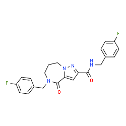 ChemSpider 2D Image | N,5-Bis(4-fluorobenzyl)-4-oxo-5,6,7,8-tetrahydro-4H-pyrazolo[1,5-a][1,4]diazepine-2-carboxamide | C22H20F2N4O2