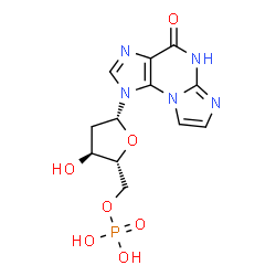 ChemSpider 2D Image | 1-(2-Deoxy-5-O-phosphono-beta-D-erythro-pentofuranosyl)-1H-imidazo[2,1-b]purin-4(5H)-one | C12H14N5O7P