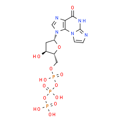 ChemSpider 2D Image | 1-[2-Deoxy-5-O-(hydroxy{[hydroxy(phosphonooxy)phosphoryl]oxy}phosphoryl)-beta-D-erythro-pentofuranosyl]-1H-imidazo[2,1-b]purin-4(5H)-one | C12H16N5O13P3