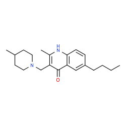 ChemSpider 2D Image | 6-Butyl-2-methyl-3-[(4-methylpiperidin-1-yl)methyl]quinolin-4-ol | C21H30N2O