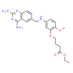 ChemSpider 2D Image | Ethyl 4-(5-{[(2,4-diamino-6-quinazolinyl)methyl]amino}-2-methoxyphenoxy)butanoate | C22H27N5O4