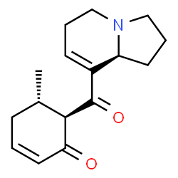 ChemSpider 2D Image | (5S,6R)-6-[(8aS)-1,2,3,5,6,8a-Hexahydro-8-indolizinylcarbonyl]-5-methyl-2-cyclohexen-1-one | C16H21NO2